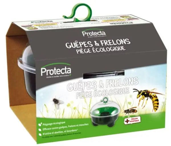 Piège anti guêpe et frelon asiatique de 2,4L à suspendre ou à poser à l’extérieur