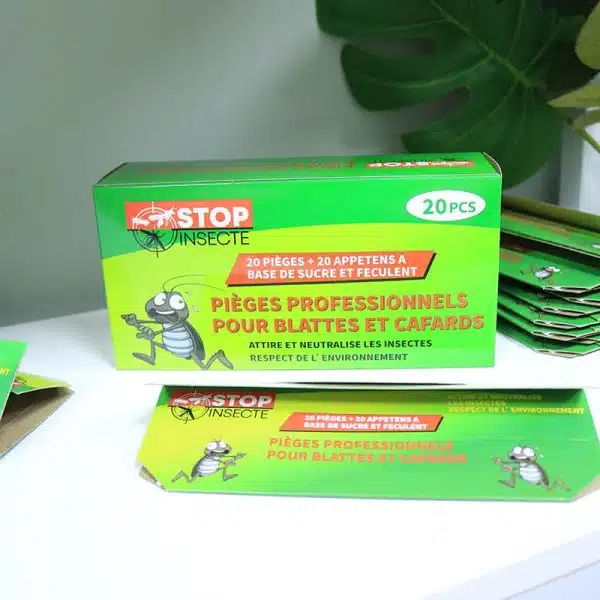 20 Pièges à cafards et blattes et 20 appats pro