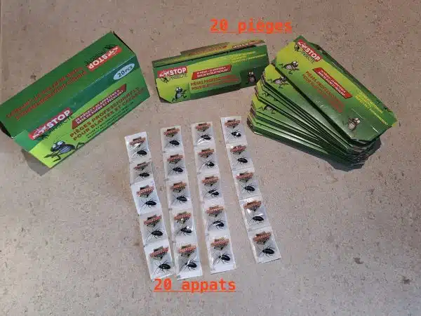 20 Pièges à cafards et blattes et 20 appats pro