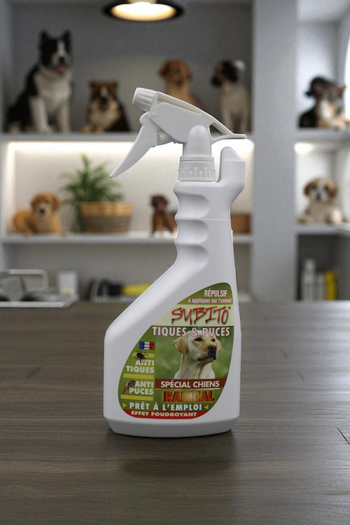 Répulsif puces chien chat naturel Subito pour chiens et chats heureux et protégés