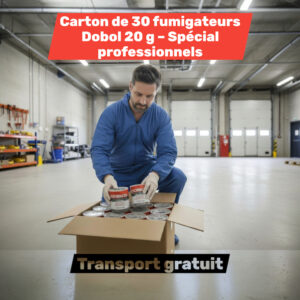 Fumigateurs Dobol 20 g pack de 30 pour traitement insecticide complet, action hydro‑réactive professionnelle.