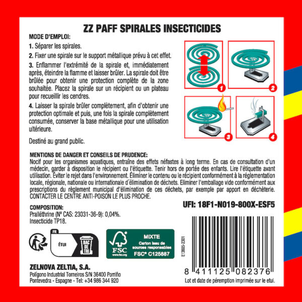Mode d’emploi spirale insecticide anti-moustiques ZZ Paff étape par étape