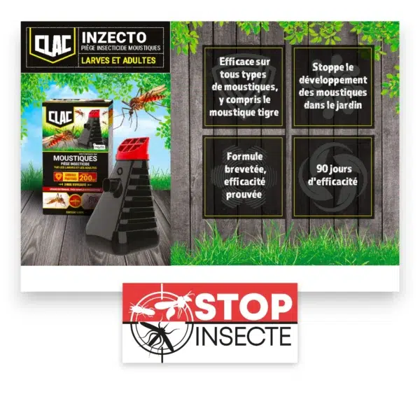 Le piège moustique INZECTO combine une action adulticide et larvicide dans un seul dispositif