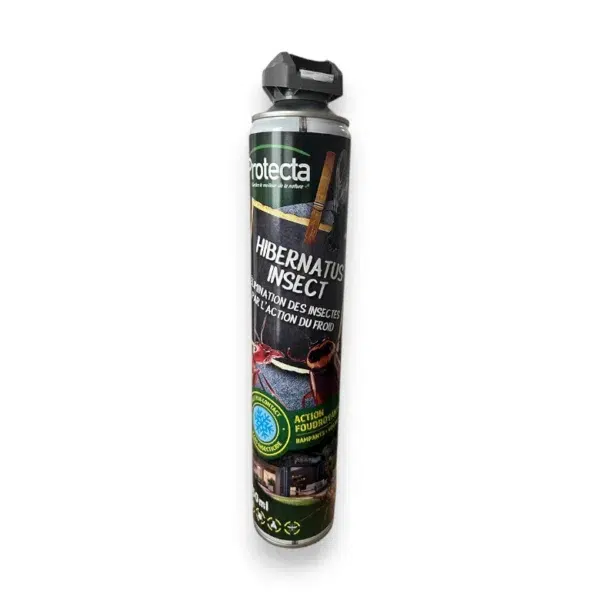 Aérosol Protecta Hibernatus pour tuer les insectes sans insecticide par le froid.