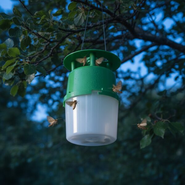 Papillons mâles attirés par la phéromone Econex autour du piège processionnaire du pin Protecta