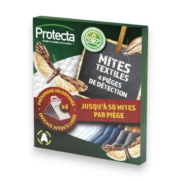 Piège à mites textiles – boîte de présentation du produit Boîte du piège à mites textiles pour détection des mites dans les vêtements de la marque protecta